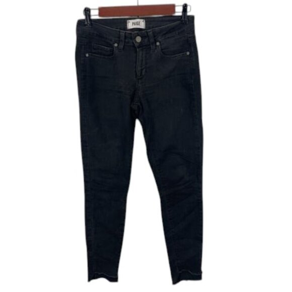 Paige Verdugo Ankle Skinny Jeans Women’s Size 27 Black Dark Wash Stretch Denim - Picture 1 of 12